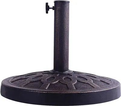 Produktbild von KOMFOTTEU Sonnenschirmständer Rund mit Muster, Schirmständer für Schirmstock 38/48 mm, Sonnenschirmfuß aus Harz, Balkonschirmständer & Marktschirmständer für Garten, Terrasse, Strand, Bronze