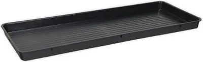 A black plastic drip tray with a ribbed interior.