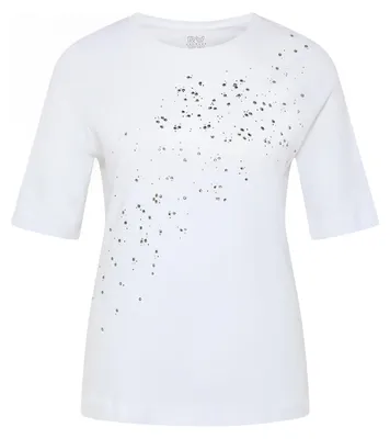 Produktbild von Rabe T-Shirt Weiß Größe 52 Baumwolle Rundhals Halbarm Zierstein-Details
