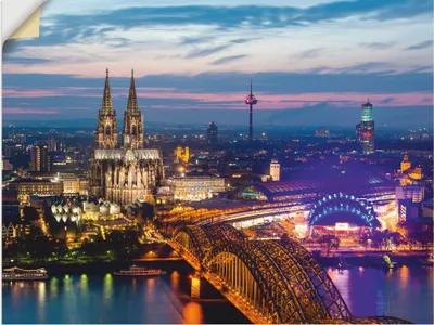 Produktbild von ARTland Wandbild, selbstklebend Köln Panorama am Abend Größe: 40x30 cm