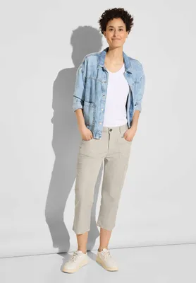 Produktbild von Street One Damen Chino-Hose mit Cargo-Taschen, geradem Schnitt und Gürtelschlaufen