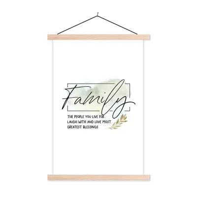Produktbild von MuchoWow® Textilposter Sprichwörter - Zitate - Familie 60x90 cm mit holzfarbenen Rahmen - Textil