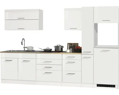 Produktbild von Held Möbel Küchenzeile ohne Geräte Mailand 320 cm weiß hochglanz zerlegt Variante reversibel 615.1.6210