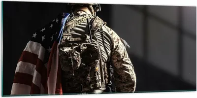 Produktbild von Bilder auf glas - Soldat Armee - 120x50cm - Glasbilder - Wandbilder - Kunstdruck - zum Aufhängen bereit - Wanddekoration aus Glas - Glas Bilder - Wandbild auf Glas - Einteilig - GAB120x50-4064