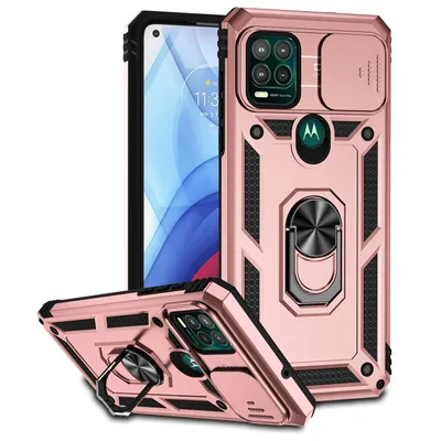 Obrázek produktu pro Pouzdro pro Motorola Moto G Stylus 5G dvouvrstvé pouzdro s posuvným krytem kamery a prstencovým stojánkem Růžový