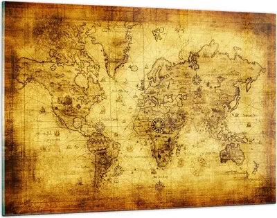 Produktbild von Bilder auf glas - Karte Welt Kontinente - 120x80cm - Glasbilder - Wandbilder - Kunstdruck - zum Aufhängen bereit - Wanddekoration aus Glas - Glas Bilder - Wandbild auf Glas - GAA120x80-0127