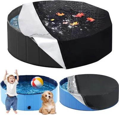Produktbild von Runde Poolabdeckung 120x30cm, mit Kordelzug, wasserdicht, staubdicht, für Hunde