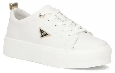 Produktbild von Weiße Naturleder Schuhe DP353326WH mit 4 cm Plateau, Lederinnensohle und dämpfender Sohle