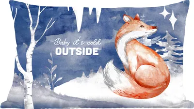 Produktbild von MuchoWow® Zierkissen Sofakissen Wohnzimmer Dekokissen 60x40 cm Zitat - Winter - Fuchs - Kopfkissen - Polster mit Foto