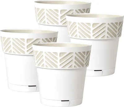 Produktbild von Set: 4 x Pflanztöpfe "ORFEO" M mit integrierten Wasserspeicher, Maße: 20x20 cm, Farbe: Weiß