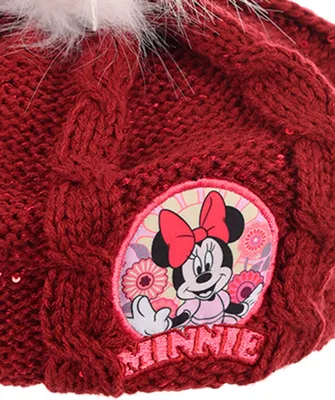 Produktbild von Minnie Mouse Kinder Winter-Strick-Baskenmütze Mädchen      , Farbe:Rot, Größe:54