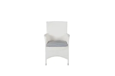 Image de Malin Chaise de jardin avec accoudoirs, support d'assise inclus, empilable, blanc.