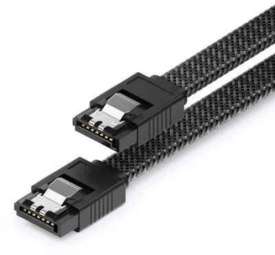 Produktbild von deleyCON SATA 3 Nylon Kabel 30cm gerade 6 Gbit/s - Schwarz