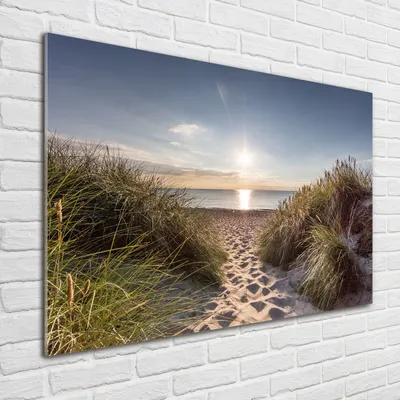 Produktbild von Tulup® Glas-Bild - 100 x 70 - Wandbild aus Glas - Wandkunst - Wandbild hinter gehärtetem Sicherheitsglas - Landschaften - Küstendünen - Blau