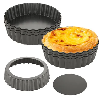 12 Mini-Tarteformen 12 cm mit herausnehmbarem Boden, antihaftbeschichtet