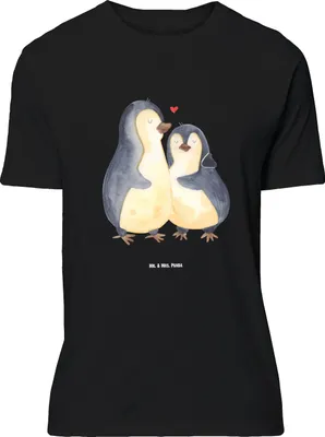 Produktbild von Mr. & Mrs. Panda Größe M T-Shirt Pinguin umarmen - Schwarz - Geschenk, Umarmung Verliebt, Herren, Shirt, Hochzeitsgeschenk, Verknallt, Liebe, Tshirt, mit Spruch, Hochzeit