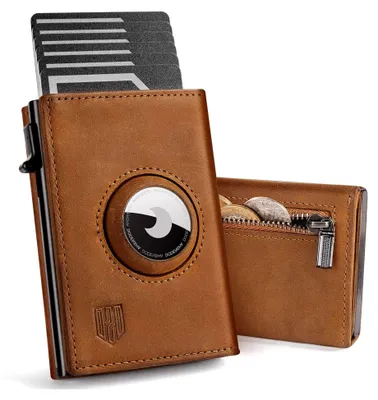 Produktbild von ® AirTag* Geldbörse mit Münzfach I Smart Airtag Wallet Klein mit RFID Schutz I Geldbörse Herren für 10+ Karten I Slim Wallet for Men I Kartenetui Herren mit Air Tag* Fach-NEU Brown