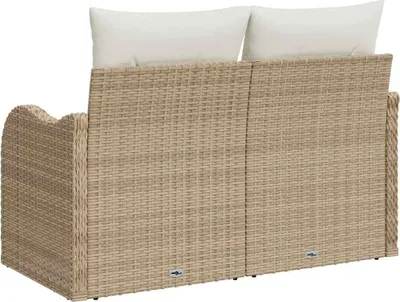 Obrázek produktu pro vidaXL Zahradní pohovka s polštáři béžová 121 x 62 x 69 cm Poly-ratan