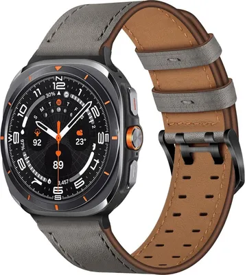 Obrázek produktu pro Řemínek z pravé kůže s dvojitou sponou pro Samsung Galaxy Watch 8 / 8 Classic nastavitelný šedý