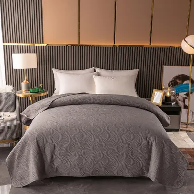 Produktbild von Bettüberwurf Tagesdecke Bettdecke Decke Steppdecke Prägemuster Überwurfdecke leicht, Größe:220 cm x 240 cm, Farbe Bettdecke:Silber D-3