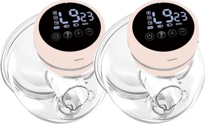 Produktbild von Tragbare Milchpumpen 2er Set – Freihändig, 3 Modi & 12 Stufen, leise mit LED-Anzeige, 180ml Auffangbehälter, 900mAh Akku