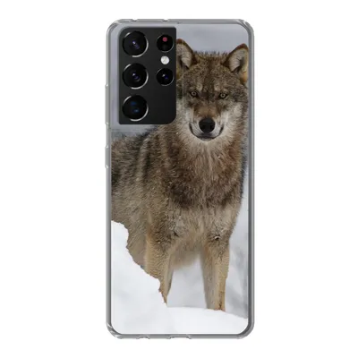 Produktbild von MuchoWow® Handyhülle Schutzhülle Hülle für Samsung Galaxy S21 Ultra Wolf - Schnee - Tiere Silikon Softcase Handy Hülle - Mobiltelefon