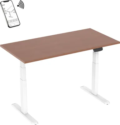 Image de Bureau motorisé assis-debout 180x75cm Plateau noyer/Pied blanc