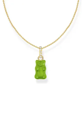 Produktbild von Thomas Sabo KE2209-414-6-L45V Damen-Kette mit grünem Goldbären-Anhänger vergoldet