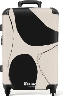 Produktbild von NoBoringSuitcases.com® Großer Koffer - Abstrakt - Schwarz - Beige - Kunst - Kombinationsschloss TSA - Hartschalen Trolley 4 Rollen - 72 liter - Reisekoffer - 66 cmKoffer Mittelgroß 67x43x25 cm, 72L,