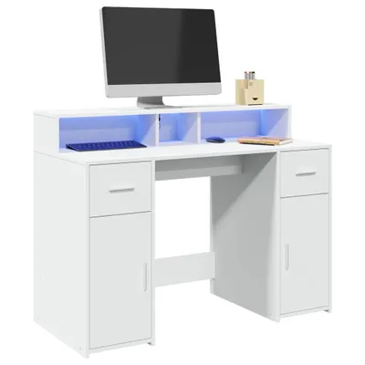 Image de Maison Exclusive - Bureau avec lumières LED blanc 120x55x91 cm bois d'ingénierie