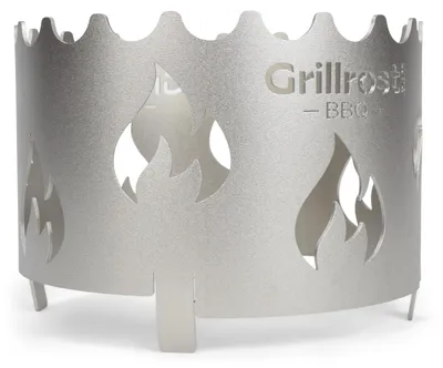 Produktbild von Edelstahl Wokaufsatz | Krone für alle Feuerplatten mit 20cm Feuerloch mit Flammendesign