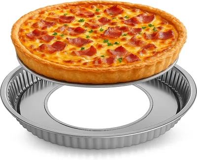Obrázek produktu pro Forma na quiche – forma na koláče – pro pečení koláčů – s nepřilnavým povrchem – průměr 25 cm – stříbrná