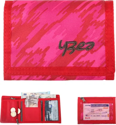 Produktbild von Börse Geldbörse Mädchen Portemonnaie Yzea Wallet Klettbörse mit Kette und Karabiner Schülerbörse Pink Rot SPICY +s