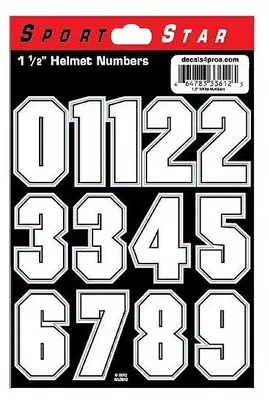 Produktbild von Helmnummern Sportstar Decals Set 0-9 weiss