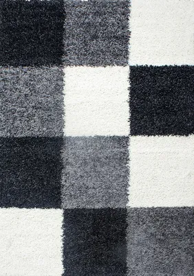 Image de Tapis de couloir pour salon, noir, motif à carreaux, dimensions 80x150 cm