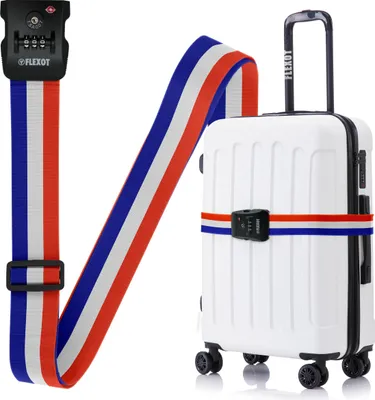 Immagine prodotto di Cinghia per valigie Flexot® con lucchetto a combinazione e TSA - Cinghie per valigie, cinghie di fissaggio per valigie, cinghie per bagaglio a mano e trolley