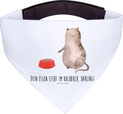 Produktbild von Mr. & Mrs. Panda Hund Halstuch Katze Fressen - Weiß - Geschenk, Hunde, Tuch, Für, Hundehalstuch