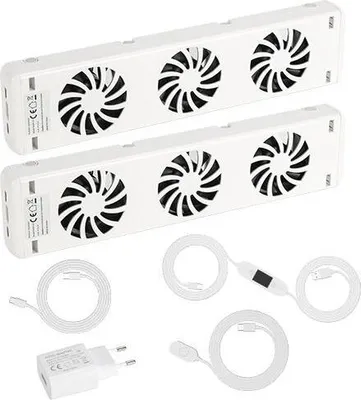 Obrázek produktu pro Eikuavons radiátorový ventilátor, 3stupňové nastavení, sada 2 kusů, s regulací teploty, pro radiátory do délky ≤100 cm