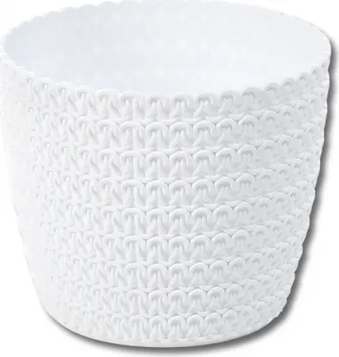 Image de Cache pot MAGNOLIA JERSEY blanc plastique d30x26cm