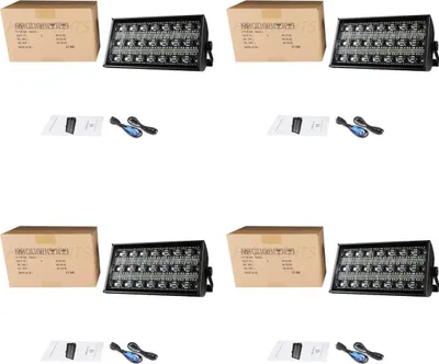 Zdjęcie produktu dla Oświetlenie sceniczne, 300 W LED, sterowanie DMX, reflektor RGBW 4w1, 4 sztuki stroboskopu 300 W, wtyczka UE