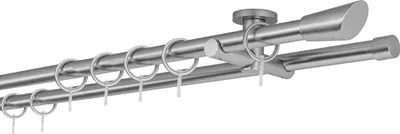 Produktbild von Gardinenstange auf Maß 20mm Rag 2-lauf Deckenträger 5,5cm Farbe: Edelstahl-Optik, Größe: 340cm