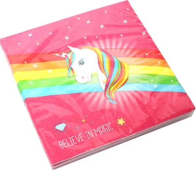 Produktbild von 20 Servietten Einhorn Magic 3-lagig 33x33cm Papierservietten Tissue Serviette