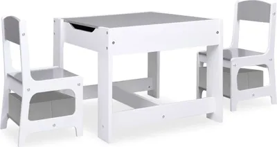 Produktbild von vidaXL Kindertisch mit 2 Stühlen Weiß MDF