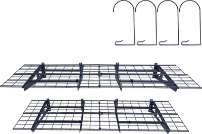 Produktbild von SucceBuy 4 x 2 ft Garagenregale – 2er-Pack. Robuste Wandmontage. Gesamttragfähigkeit von 500 lbs. Ideal für Garagenlagerung, Werkstatt, Schuppen.