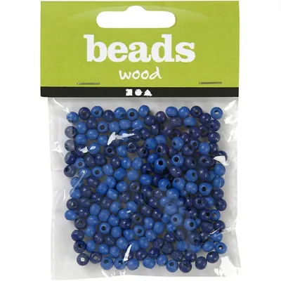 Image de Perles en bois Creativ Company bleu, 150.
