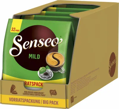 Produktbild von Senseo Kaffeepads Mild Vorratspackung 5er Set, Sanft, gemahlener Röstkaffee, 5x32 Pads