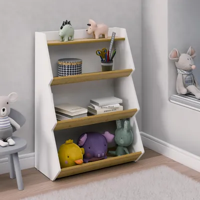Produktbild von VCM Holzregal stehend | platzsparendes Kinder Regal | Maße: H. 89 x B. 63 x T. 35 cm | Elegantes Regal | Aufbewahrungsregal | Bücherregal | Standregal – Malusa