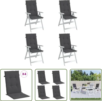 Image de Coussins pour fauteuil Hochlehner, lot de 4, mélange de couleurs anthracite, 120x50x4 cm, tissu
