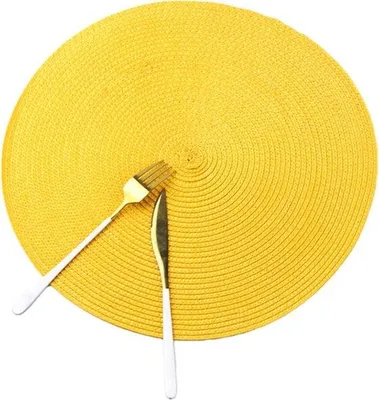Obrázek produktu pro Žlutá tkaná bavlněná podložka, 38 cm, sada 6 kusů