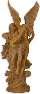 Produktbild von Casa Padrino Jugendstil Gartendeko Figur Engel Rostfarben H. 122 cm - Garten & Terrassen Deko Skulptur - Gusseisen Engelsfigur - Barock & Jugendstil Deko Accessoires
